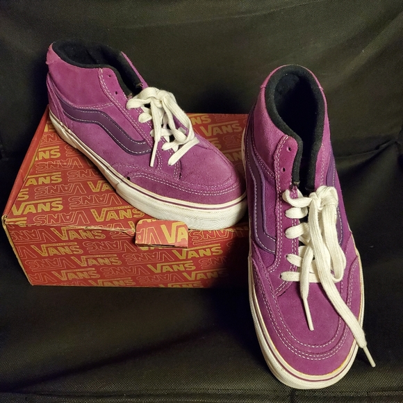 purple leather vans